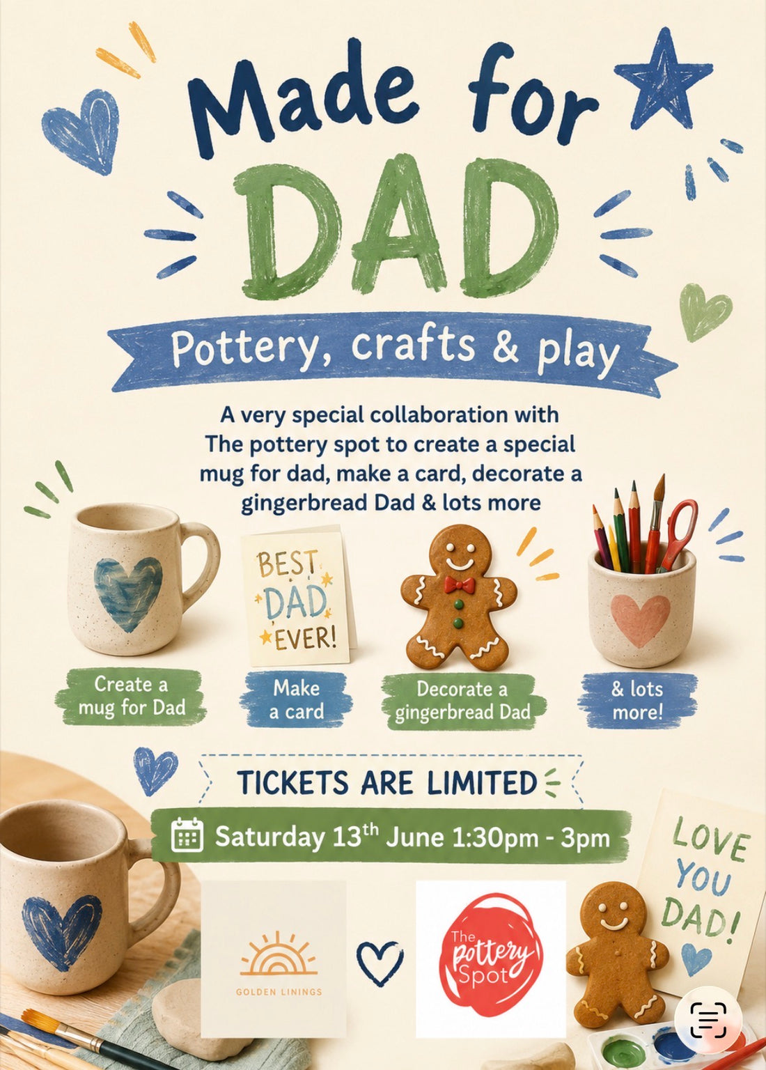 Made for DAD
Pottery, crafts & play