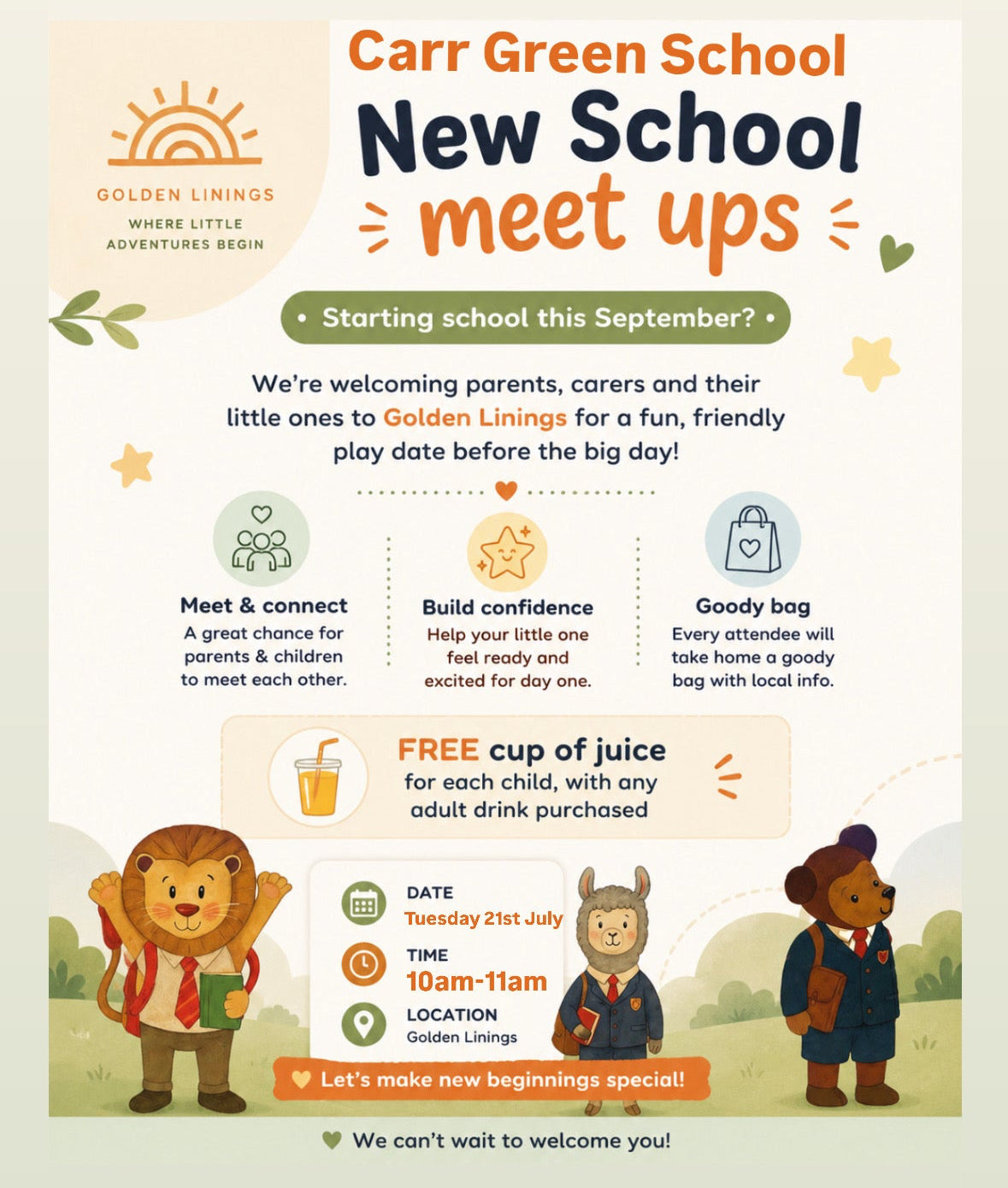 Carr Green School 21st July 10am