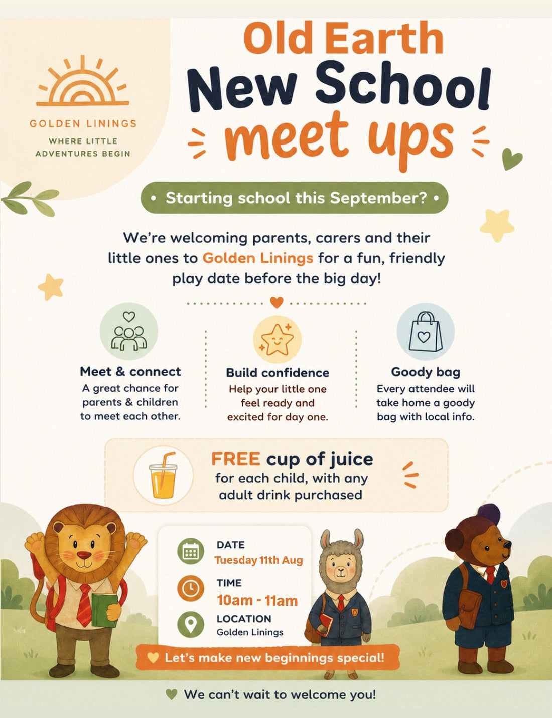 Old Earth Tues 11th Aug 10am