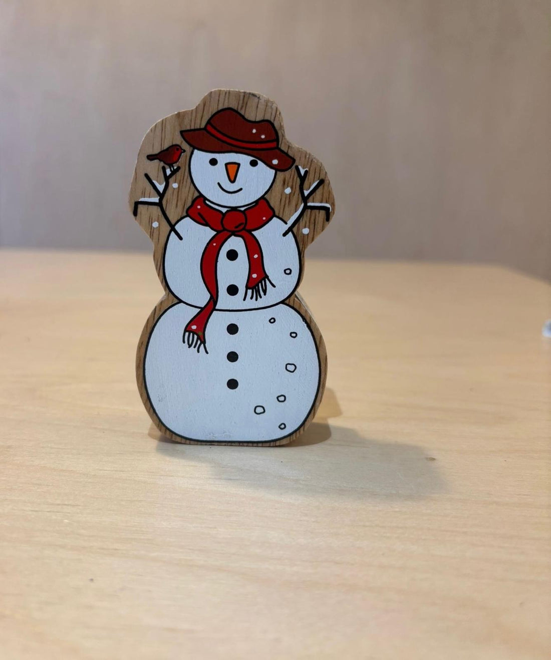 Wooden White Snowman