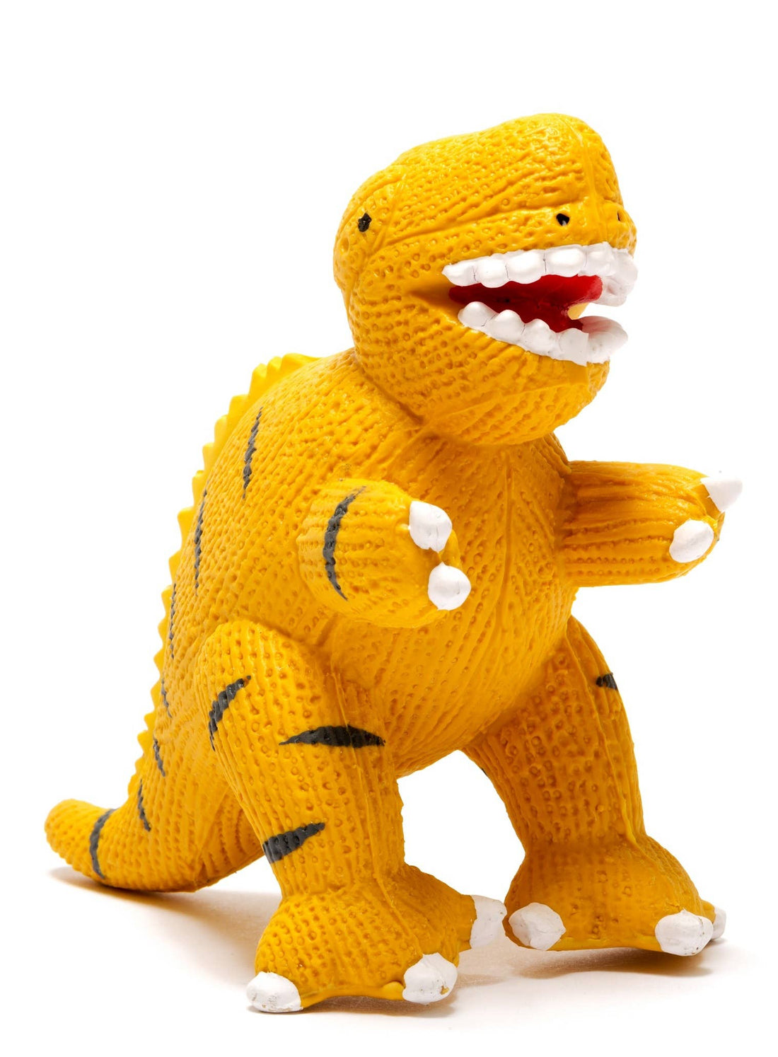 Natural Rubber T Rex Dinosaur Toy, Bath Toy &amp; Teether Yellow