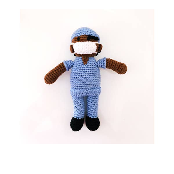 Baby Soft Toy Nurse scrubs rattle blue