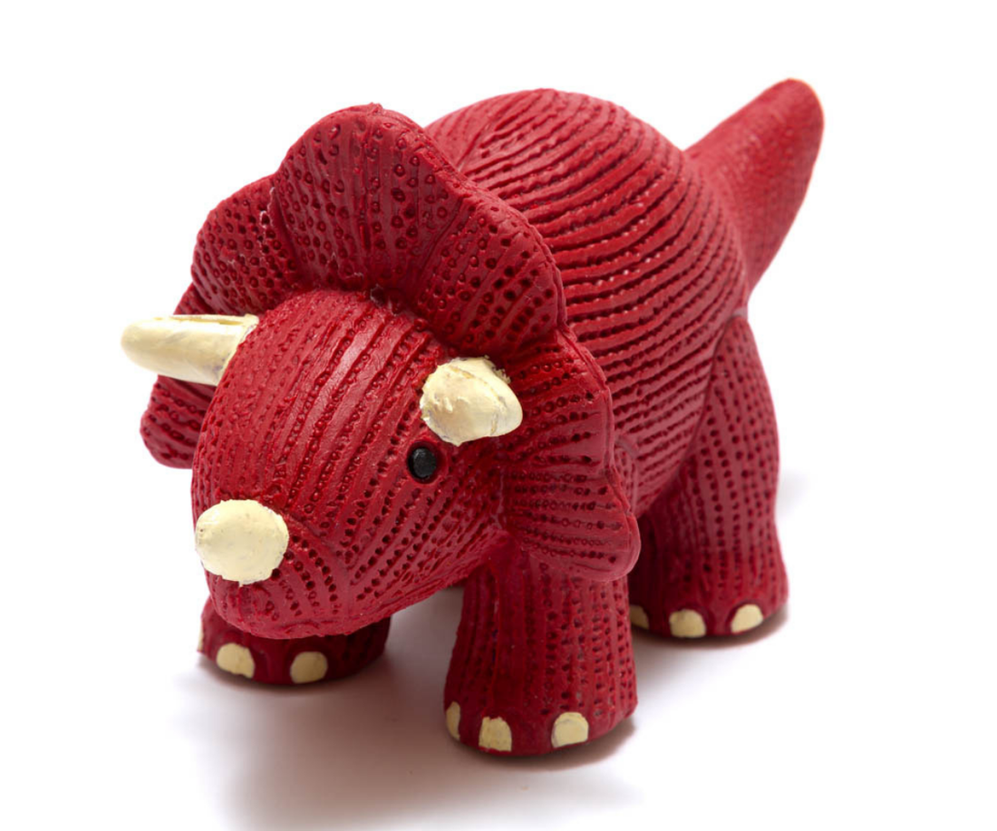 Natural Rubber Triceratops Dinosaur Toy, Bath Toy &amp; Teether