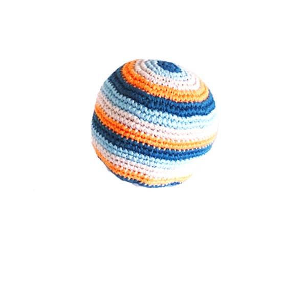 Crochet Ball rattle - Stripy rainbow